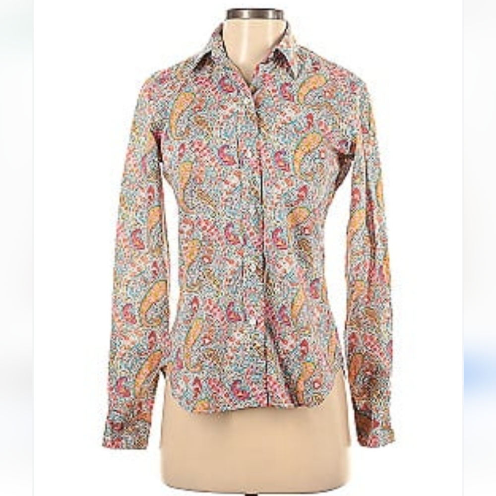 Ann Mashburn Paisley Cotton Button Top size Small